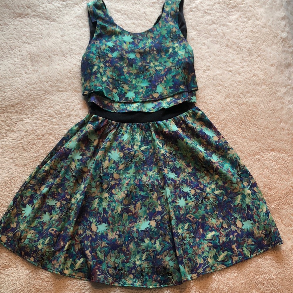 Blue and green floral patterned dress!